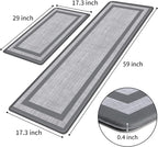 Mattitude Kitchen Mats Set of 2 Cushioned Rugs Anti-Fatigue Mats for Kitchen Floor,Waterproof Non-Slip Mats and Rugs Set for Office,Floor,Laundry 17.3"×29"+17.3"×59",Grey