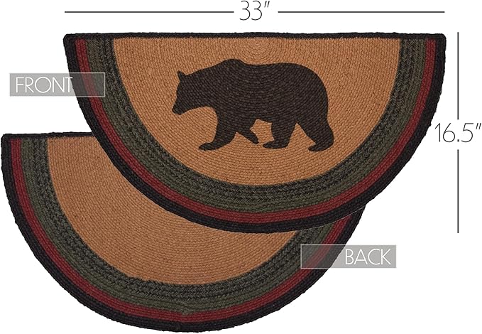 VHC Brands Wyatt Stenciled Bear Jute Rug Half Circle 16.5x33