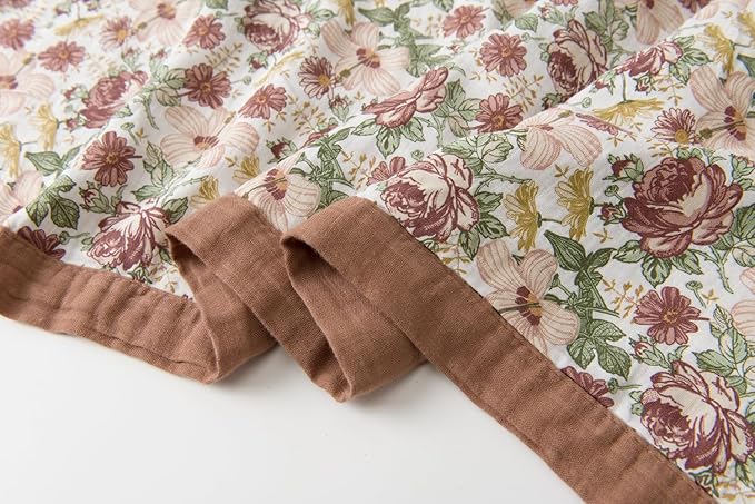 Little Jump Boho Vintage Floral Muslin Blanket Baby Quilt - Silky Soft and Breathable Crib Blanket for Daycare - Large 47" x 47" - 2 Layers Toddler Summer Blankets for Girls (Vintage Floral-2)