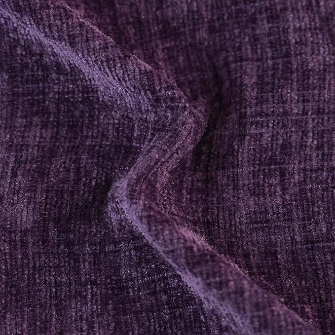 CaliTime Throw Pillow Covers Decorative 22 X 22 Inches Pack of 2 Cotton Thread Stitching Edges Solid Dyed Soft Chenille Cushion Cases for Couch Sofa Bed Living Room Farmhouse Plum Purple