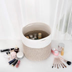 MINTWOOD Design 11 x 11 Inches Cotton Rope Basket for Flower Pot and Indoor Floor Planters, Decorative Round Woven Plant Pot Basket, Planter Covers, Small Dog Toy Storage Baskets, Light Brown