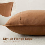 Foindtower Pack of 2, Decorative Linen Soild Throw Pillow Covers Soft Accent Cushion Case Boho Farmhouse Pillowcase for Chair Couch Sofa Bedroom Living Room Home Decor 16 x 16 Inch Orange Brown