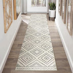 Area Rug 2x6 Rug Machine Washable Non-Slip Low Pile Print Pattern Western Rug for Living Room Bedroom Entryway Tribal Series -Navywhite/Black