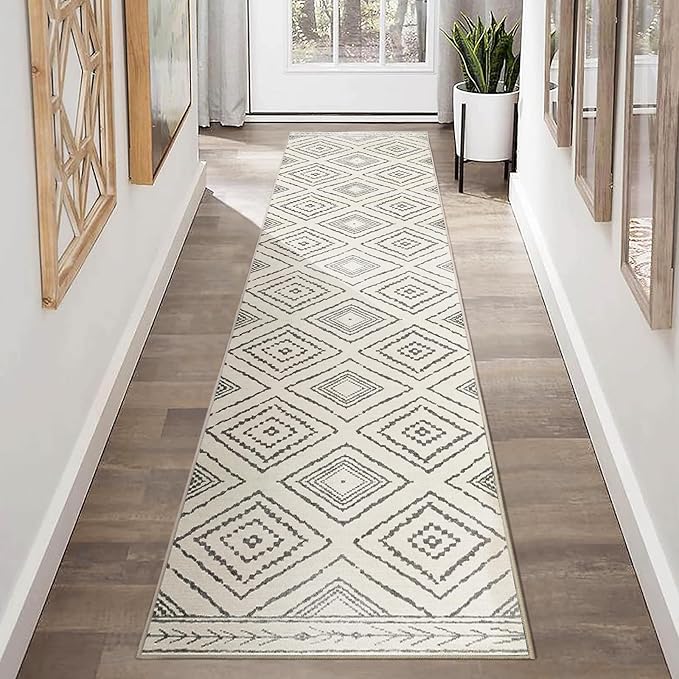 Area Rug 2x6 Rug Machine Washable Non-Slip Low Pile Print Pattern Western Rug for Living Room Bedroom Entryway Tribal Series -Navywhite/Black