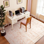 Lofus 5x7 Area Rug for Living Room,Pink Washable Area Rugs with Non-Slip Backing,Soft Boho Carpets for Bedroom Dining Room Home Office Indoor Nursery