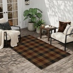 JTJ 3x5 Vintage Door Mats Outdoor Entrance - Easy Jute Fall Rugs Outdoor for Patio, Balcony, Kitchen, Mudroom, Washable Earthy Brown and Red Checkered Elegence Décor