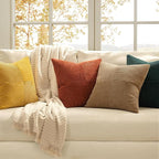 MIULEE Green Rust Throw Pillow Covers 18x18 Inch Set of 4 Boho Farmhouse Soft Corduroy Striped Cushion Cases Decorative Color-Clash Home Decor for Couch Sofa Living Room Bed