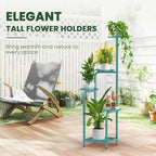 TOSKING 5 Tier Tall Plant Stand Indoor Outdoor,Anti-Tip Plant Stand indoor, Wide Base for Pots, Child and Pet Friendly,Heavy Duty Corner Shelf for Plants & Decor, Space Saving ,Tiered Metal Flower Pot Stand for Balcony, Garden, Living Room, Patio (Blue...