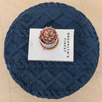Unstuffed Pouf Ottoman Cover Handmade Footstool Ottoman Storage Solution Floor Pouf Footrest Cushion 20Diameter x12Height Inches for Living Room Wedding Bedroom Navy Blue No Filler