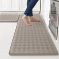 Kitchen Mats, 2PCS Kitchen Rugs, Cushioned Anti Fatigue Kitchen Mats for Floor, Non-Slip Standing Sink Mat, Waterproof Kitchen Rug Set for Kitchen Floor Office,17.3"×30"+17.3"×47" Brown