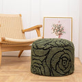 Asuprui Fluffy Flower Pouf Ottoman Cover Only – 20"x14" Round Plush Fuzzy Pouf Shell for Footrest, Stool or Floor Seat, Soft Removable Home Decor (No Insert Included) (Green)