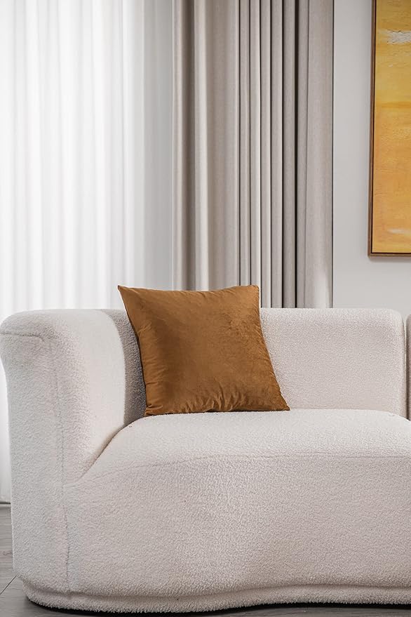 Euro Sham Covers 24x24 Golden Brown: Pack of 2 Cozy Soft Velvet Square Modern Luxury Decorative Throw Pillow Cases for Sofa Couch Living Room Bed Home Decor