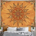 Accnicc Boho Floral Mandala Tapestry for Bedroom Bohemian Flower Wall Tapestry Aesthetic Extra Large Vintage Orange Hippie Indian Tapestries Wall Hanging for Living Room Dorm Decor 90 x 68 Inch