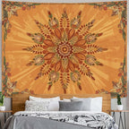 Accnicc Boho Floral Mandala Tapestry for Bedroom Bohemian Flower Wall Tapestry Aesthetic Extra Large Vintage Orange Hippie Indian Tapestries Wall Hanging for Living Room Dorm Decor 90 x 68 Inch