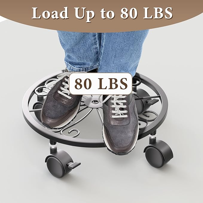 10.24" Plant Caddy with Wheels - Plant Stand with Wheels, 360° Lockable Plant Rollers Plant Dolly, Plant Tray with Casters for Indoor and Outdoor, 2 Pack.