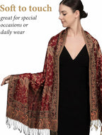 Achillea Reversible Paisley Pashmina Rave Scarf – Exotic Indian Shawls and Wraps for Evening Dresses, Festivals, All Seasons