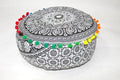 INDIAN CRAFT CASTLE ICC Black Elephant Mandala Barmeri Large Floor Pillow Cover Cushion Meditation Seating Ottoman Throw Cover Hippie Decorative Zipped Bohemian Pouf Ottoman Cases 16" Round