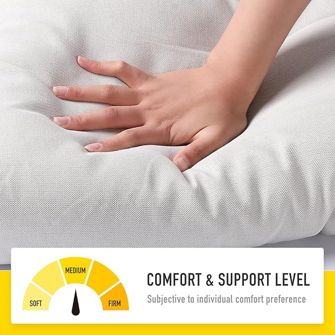 SUNROX LokGrip Non Slip Tufted Memory Foam Bench Cushion, FadeShield Water Resistant Durable Thicken Outdoor/Indoor Bench Seat Pads 30x14x4 inch, Cream