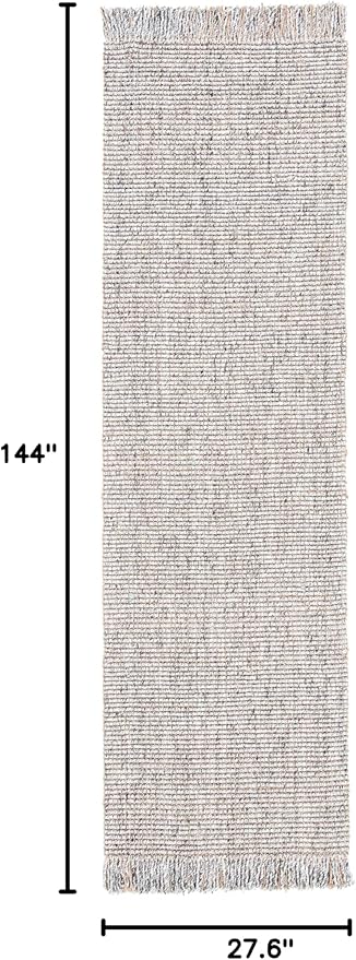SAFAVIEH Natural Fiber Collection Runner Rug - 2'3" x 12', Grey & Natural, Handmade Woven Fringe Jute, Ideal for High Traffic Areas in Living Room, Bedroom (NF826F)