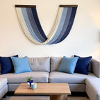 guzhiou Large Macrame Wall Hanging, Boho Wall Tapestry Decor, Fiber Wall Art Background Decor for Living Room Bedroom - Modern Craftsmanship Headboard (Blue)