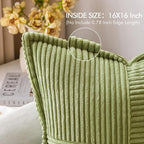 MIULEE Spring Decorative Throw Pillow Covers for Couch Bed Livingroom 16x16 Inch Set of 2 Green Boho Accent Throw Pllows Broadside Striped Patchwork Soft Corduroy Summer Pillowcases