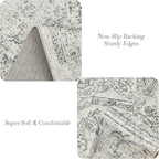 6x9 Area Rug for Living Room Floral Washable Non-Slip Gray Rugs for Bedroom Dinning Room Ultra-Thin Indoor Grey Rug