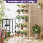 5-Tier Corner Plant Stand, Metal Black Flower Pot Rack, Indoor Outdoor Heavy Duty Shelf (Cream, 5 Tier)