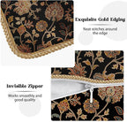 Vintage Tapestry Floral Soft Velvet Throw Pillow Covers Set of 2 Black Brown Bohemian Boho Carpet Flowers Decorative Pillow Covers 18x18 Inch Rustic Retro Rug Pillow Case For Sofa Couch Home Decor