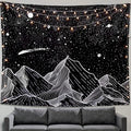 Zussun Black and White Tapestry Starry Night Mountain Tapestries for Bedroom Aesthetic Moon and Stars Tapastry's Wall Hanging Dark Nature Forest Wall Tapestry for Living Room Dorm (Dark, 80'' × 60'')
