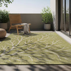 Washable Indoor Outdoor Rug 5x7 Modern Area Rugs Branch Pattern Non Shedding Waterproof Easy Clean Patio Deck Porch Living Room Bedroom Garden RV (5 X 7 Olive)