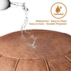 Louis Donné Unstuffed Moroccan Ottoman Pouf Cover, Waterproof Handmade Faux Decor Storage Solution, Footstool Pouffe Cover Replacement Balcony Indoor 21dia Chestnut Brown, ONLY Cover