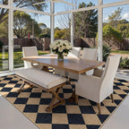 Lanffia Checkered Easy Jute Washable Rugs 8x10, Black Living Room Rug for Dining Room Diamond Indoor Outdoor Carpet, Large Non Slip Low Pile Farmhouse Checkerboard Rug for Classroom Patio