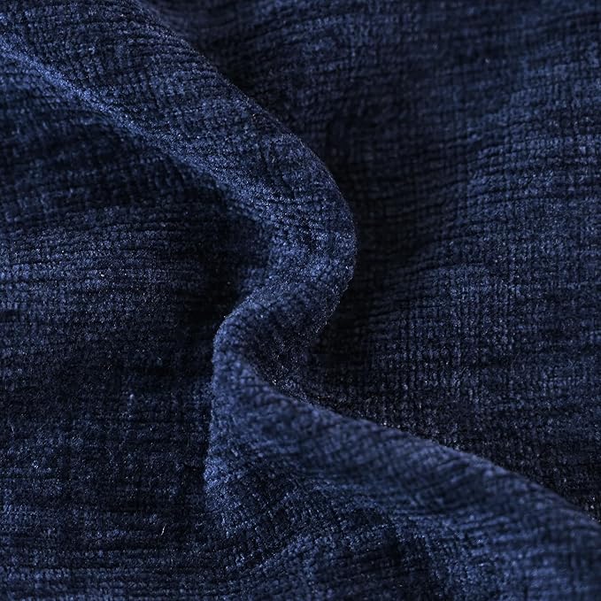CaliTime Throw Pillow Covers Decorative 12 X 20 Inches Pack of 2 Cotton Thread Stitching Edges Solid Dyed Soft Chenille Cushion Cases for Couch Sofa Bed Living Room Farmhouse Navy Blue