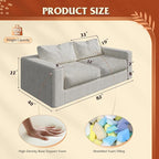 WLIVE 82'' Boneless Loveseat, Couches for Living Room, Bean Bag Couch for Adults, with Pillows, Giant Floor Couch, Plush Sofa, Greyish Beige, Loveseat