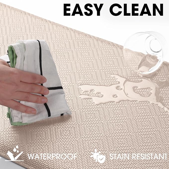Mattitude Kitchen Mat Cushioned Anti-Fatigue Floor Mat Water Resistant Non-Slip Mats and Rugs Standing and Comfort Desk Mats for House Sink Office Laundry (Beige, 17.3"x39")