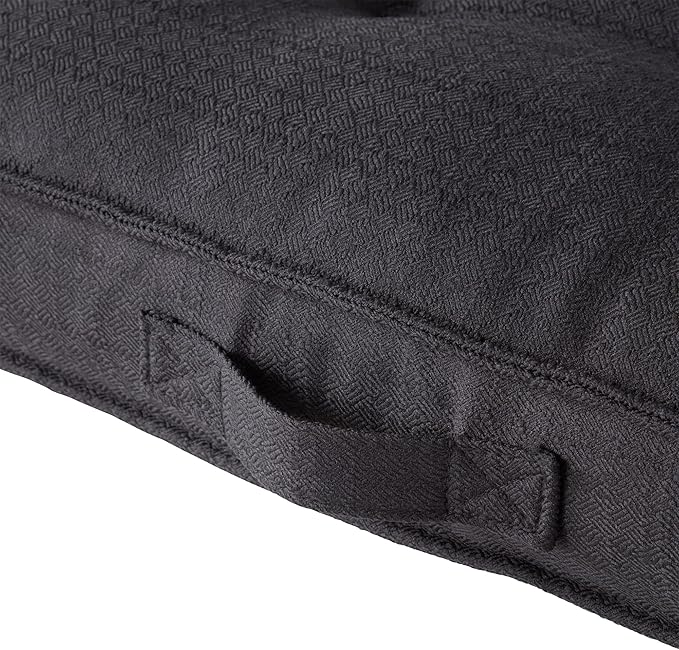 Square Tufted Floor Pillow with Removable Cover, Black, Medium (32")