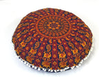 CRAFT KALA 22" Mandala Meditation Floor Pillows Pouf Cover Round Seating Bohemian Mandala Cotton Floor Cushion Cover Outdoor Fireplace Seating Living Room Yoga Room Home Décor Multi Elephant Camel