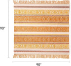 100% Cotton Boho Throw Blanket for Home Decor – Classic Farmhouse Quilt Bedding, Muslin Blankets for Adults, Vintage Woven Decorative Blanket for Couch, Bed Layering Use, Bohemian Stripe, 90"x90"