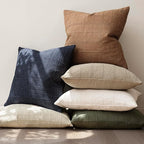 Foindtower Set of 2 Decorative Linen Check Throw Pillow Covers Neutral Farmhouse Vintage Cushion Covers Modern Boho Home Decor for Sofa Chair Couch Bedroom Living Room,18×18 Inch,Navy Blue