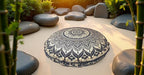 32" Gold Mandala Barmeri Large Floor Pillow Cover Cushion Meditation Seating Ottoman Throw Cover Hippie Decorative Zipped Bohemian Pouf Ottoman Poufs, Pom Pom Pillow Cases (Gold Black, 32 inch Round)