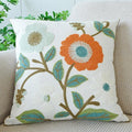 vctops Floral Embroidered Pillow Covers 18x18 Inch Spring Summer Cotton Tufted Throw Pillow Cover Outdoor Garden Cushion Case for Sofa, Bed, Living Room (Flower G,18"x18")