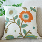 vctops Floral Embroidered Pillow Covers 18x18 Inch Spring Summer Cotton Tufted Throw Pillow Cover Outdoor Garden Cushion Case for Sofa, Bed, Living Room (Flower G,18"x18")