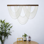 HVEST Large Macrame Wall Hanging Boho Decor- White Bohemian Macrame Wall Art- Geometric Modern Craftsmanship Handmade Woven Tapestry for Bedroom Living Room Backdrop- 47W X 30L inches