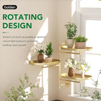 Rotating Window Wall Plant Shelves Stand Holder, 3 Tiered Metal Gold Floating Plant Shelf Hanger Indoor , Window Sill Gifts