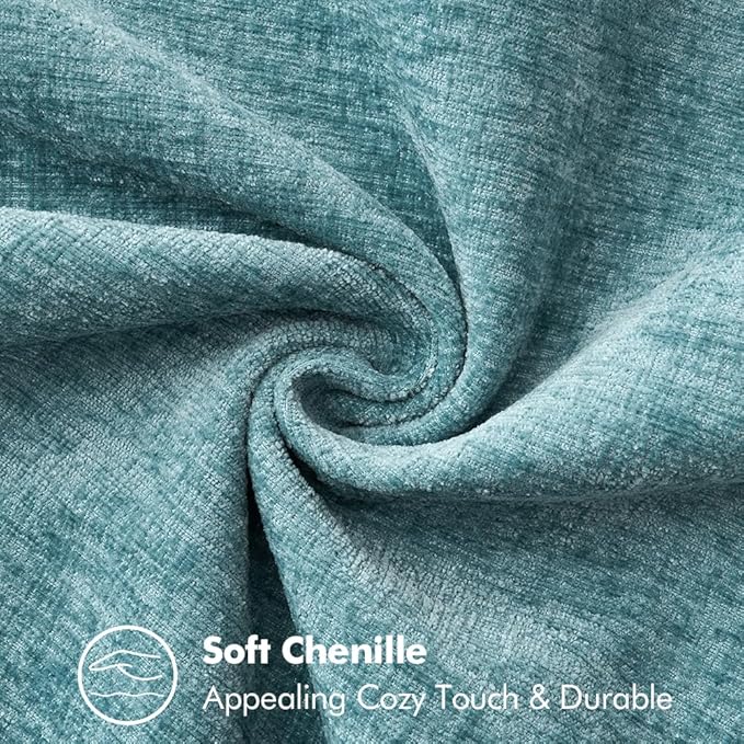 MIULEE Pack of 2 Couch Throw Pillow Covers 12x20 Inch Smoke Blue Farmhouse Decorative Pillow Covers with Stitched Edge Soft Chenille Solid Dyed Spring Pillow Covers for Sofa Bed Living Room