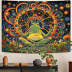 ARTCREATOR Funny Vintage Frog Mushroom Tapestry, Whimsical Mushroom Decor Hippie Wall Tapestries for Living Room Bedroom (51" x 59")