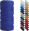 NOANTA Royal Blue Macrame Cord 3mm x 109yards, Colored Macrame Rope, Cotton Rope Macrame Yarn, Colorful Cotton Craft Cord for Wall Hanging, Plant Hangers, Crafts, Knitting