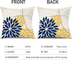 Outdoor Pillow Covers 18x18 Inch Set of 2 Navy Blue Yellow Outdoor Waterproof Decorative Throw Pillows Summer Spring Decor for Home Patio Funiture Garden Living Room Polyester Cushion Covers 01G18