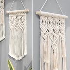 Mkono 2 Pcs Macrame Woven Wall Hanging Boho Chic Geometric Art Decor - Beautiful Bedroom Nursery Apartment Home Decoration, Gift for Girls Adults Birthday Christmas, Small Size 18" L x 9.5" W