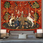 FEASRT Medieval Lady & Unicorn Tapestry for Bedroom, Living Room, Apartment & Dorm Decor - 80x60 Inches